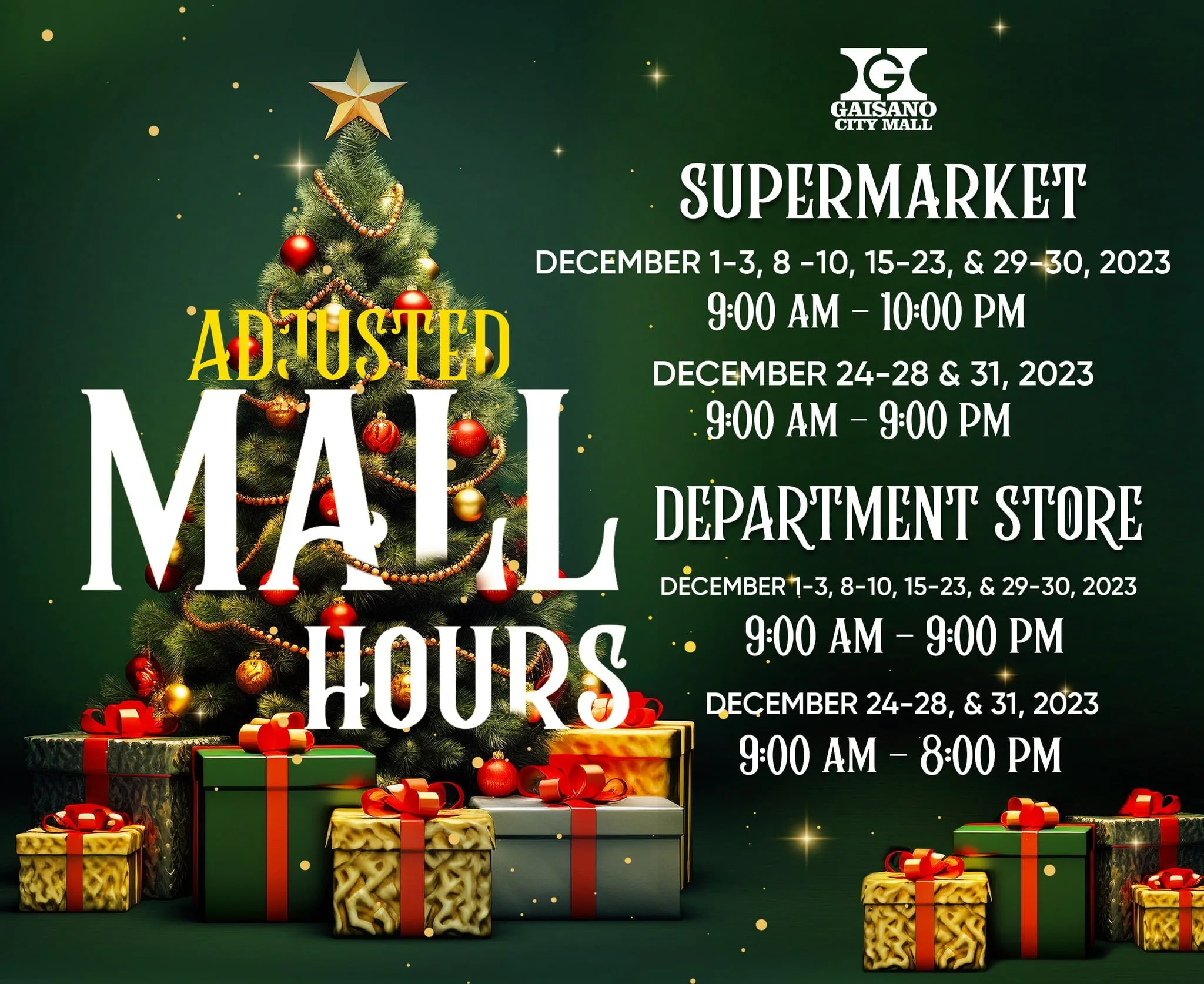 gaisano holiday mall hours