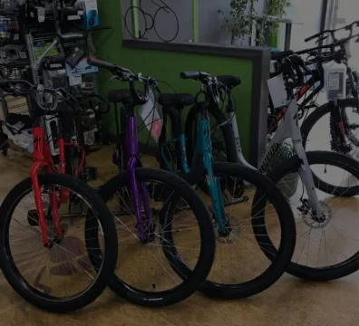 Store display of bikes, available for purchase