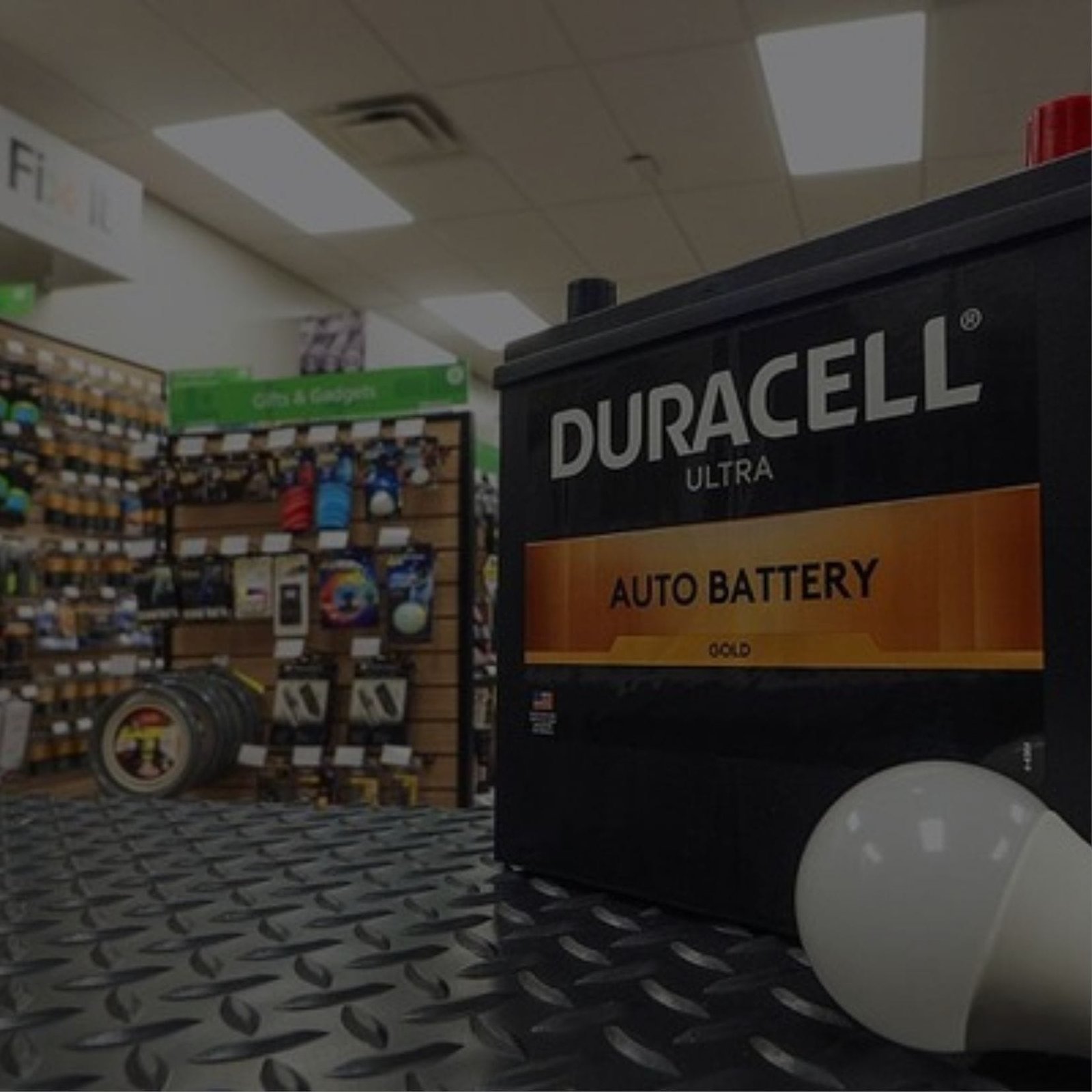 Duracell auto battery sold at a battery store