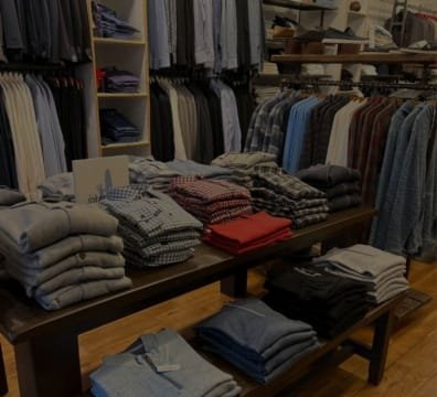 Shirts and ties neatly arranged on a table in a clothing store