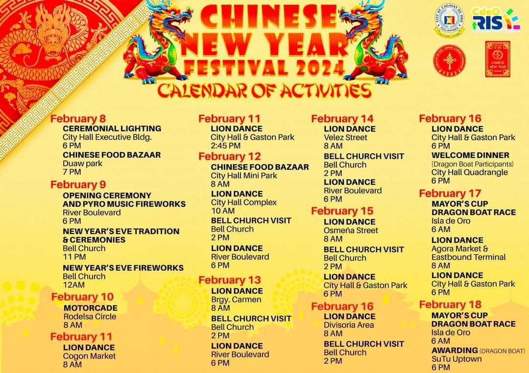 Chinese New Year Festival 2024 Calendar of Activities.