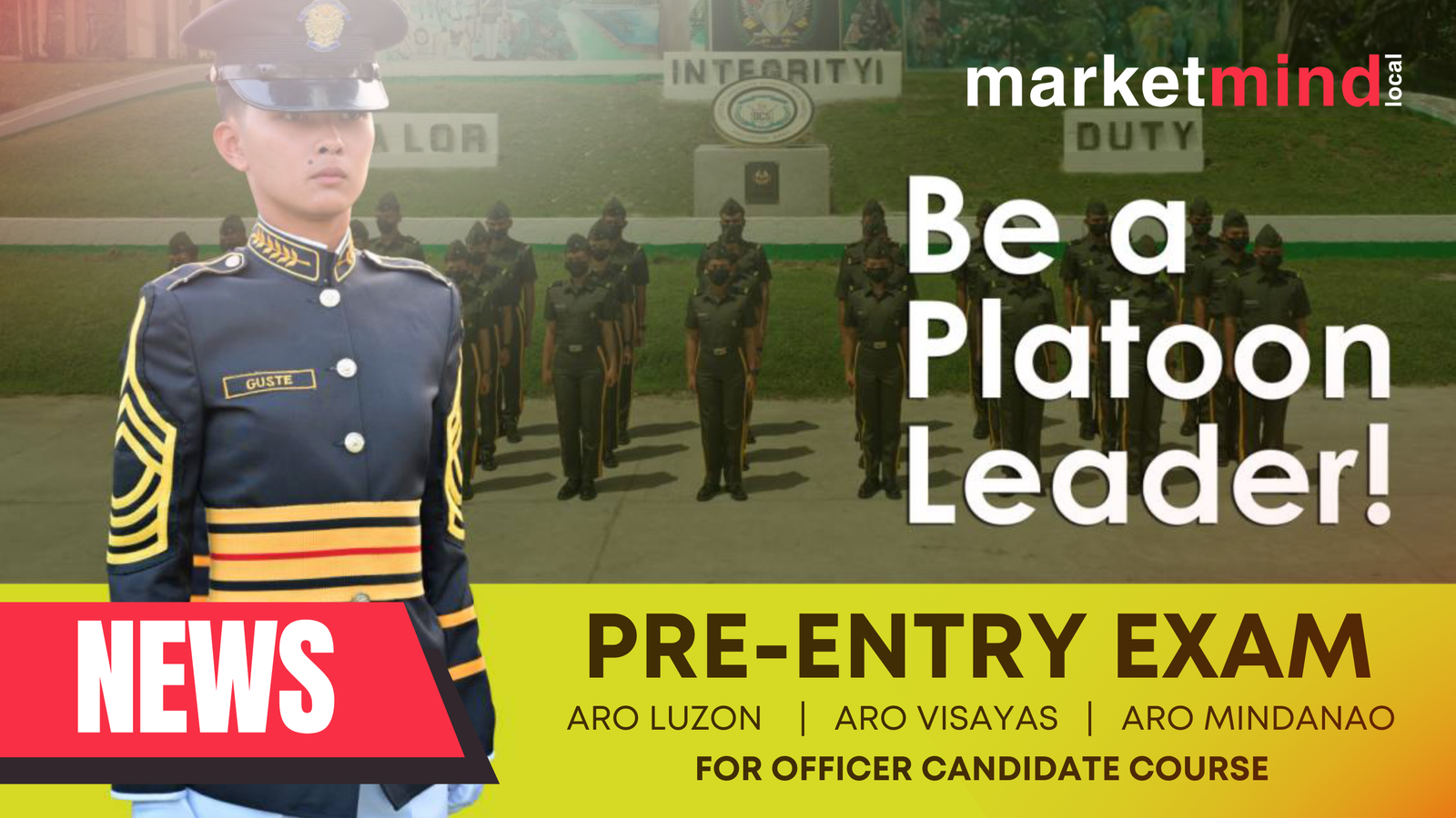 Be a platoon Leader! Join the Philippine Army Pre-Entry Exam for Officer Candidate Course.