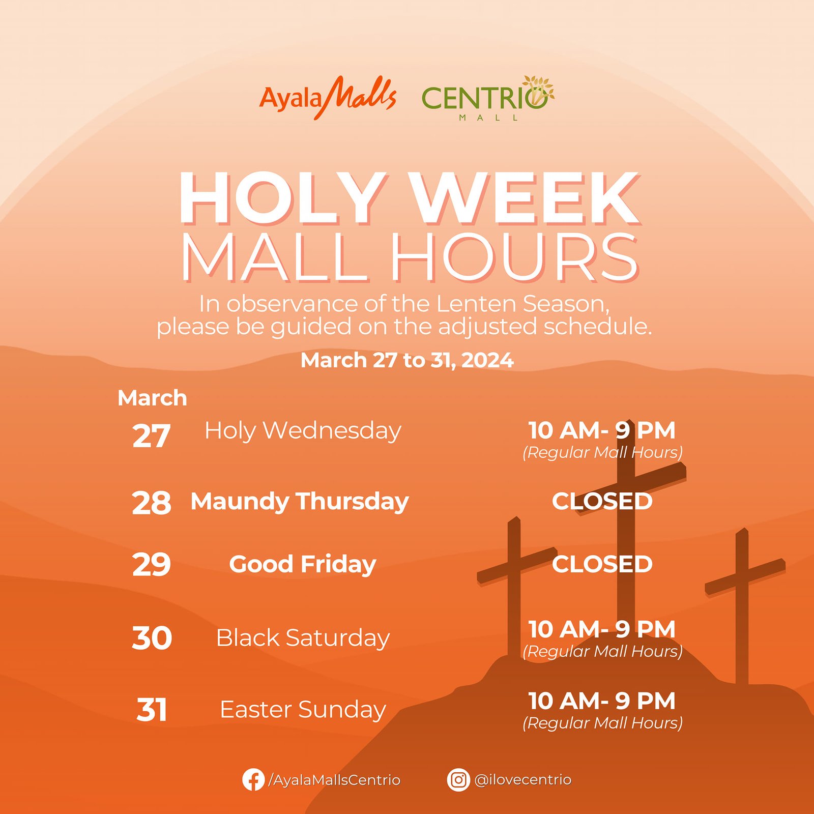 Holy Week Mall Hours: Check out the schedule for mall hours during Holy Week, ensuring you don't miss out on any shopping opportunities.