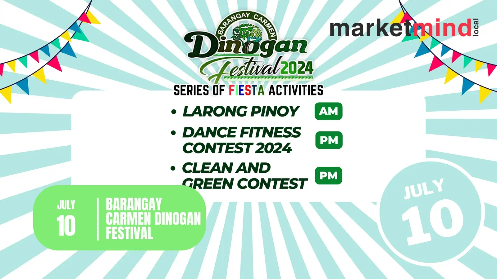 Dinogan Festival 2024: July 10 Activities - Larong Pinoy, Dance Fitness Contest, Clean & Green