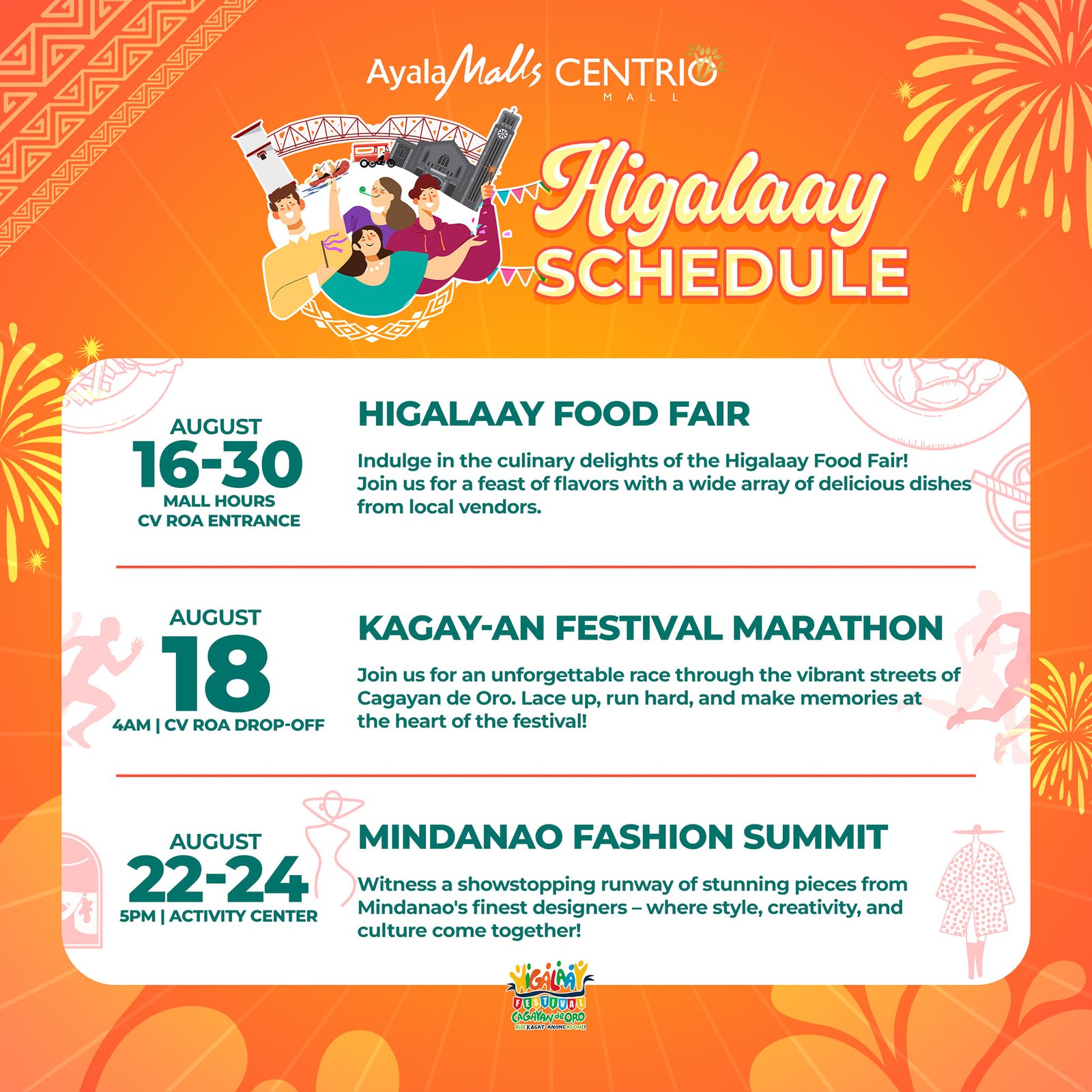 Ayala Mall Centrio CDO Higalaay Events Schedule 2024