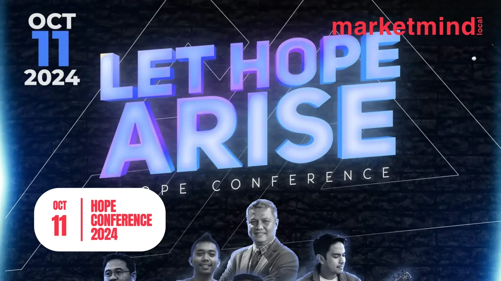 1. Image of a conference titled "Let Hope Arise," featuring speakers and an engaged audience in a Hope Generation Conference