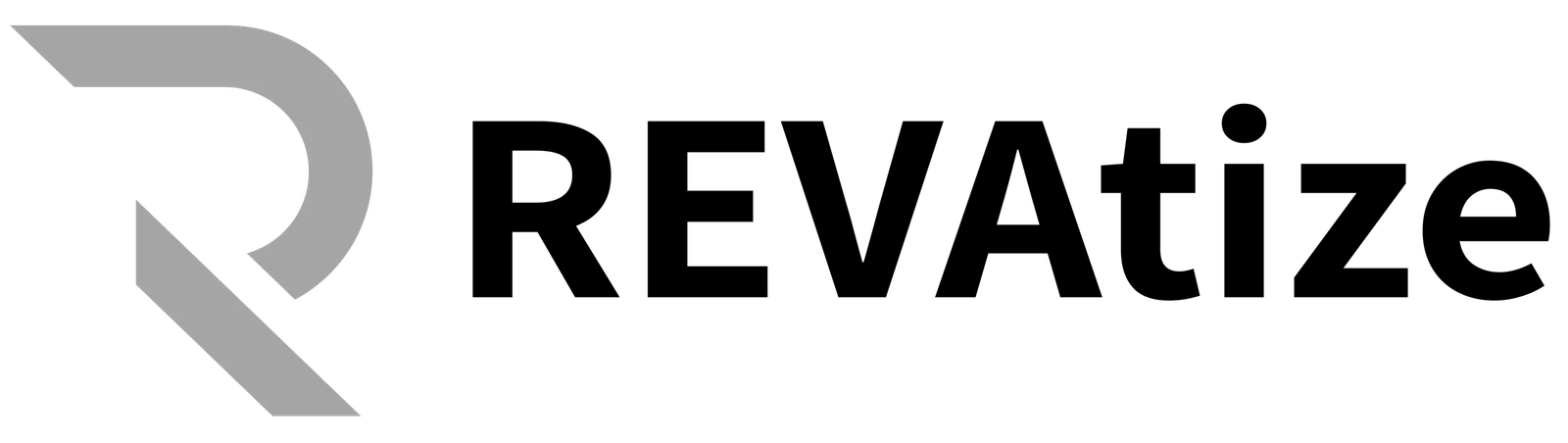 Logo of Revatize displayed prominently on a sleek black background, emphasizing its modern design and branding.