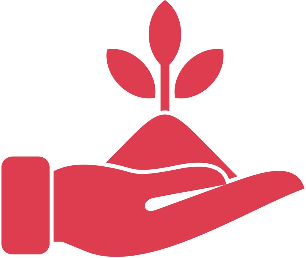 A hand gently cradles a vibrant plant featuring a striking red stem, symbolizing growth and care.